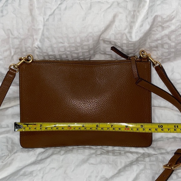 Like new TORY BURCH Double Zip Slim Crossbody Bag Leather Brown - Picture 10 of 16